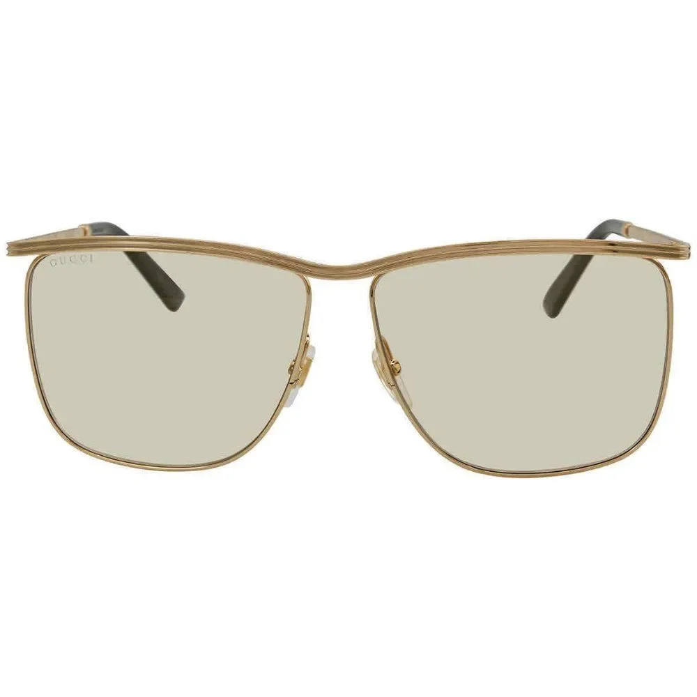 New Gucci Gold Square Men's Sunglasses